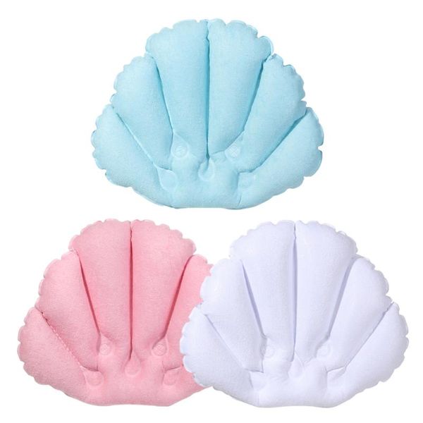 

other bath & toilet supplies fan-shaped pvc terry cloth pillow inflatable bathtub neck support cushion with suction cups bathroom supply