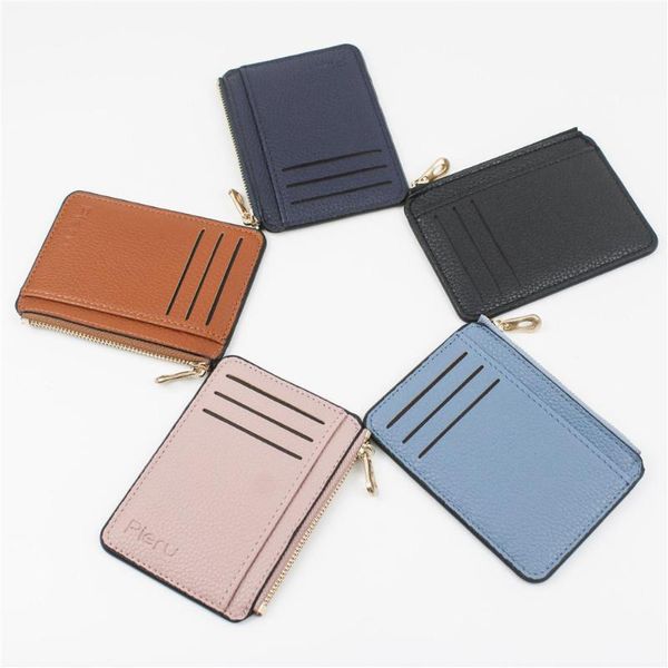 

storage bags 1pcs slim women card holder pu leather zipper business case men credit mini cards pocket wallet