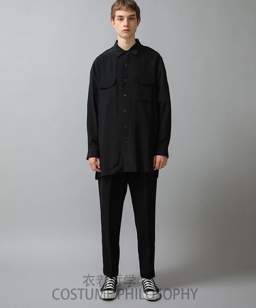 

men's casual shirts long sleeved shirt in spring and summer, dark loose patch bag, simple, large coat, White;black