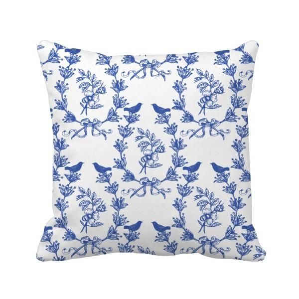 

pillow plant leaf blue white symbol throw square cover