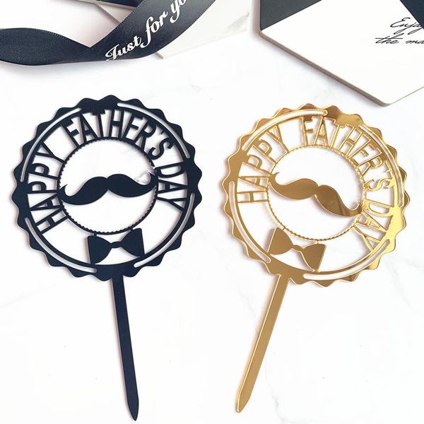 

father's day acrylic cake er gold moustache dad birthday party decoration other festive & supplies