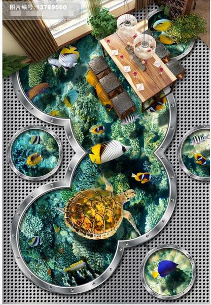 

3d pvc wall stickers self-adhesive vinyl floor sea world coral fish bedroom custom p mural home decor in the living room wallpaper for walls
