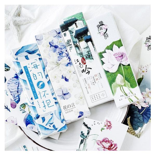 

bookmark 30 pcs/set sea lotus flower watercolor series paper book holder message card promotional gift stationery