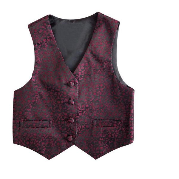 

men's vests boy's suit vest printing v neck children wedding party host stage little kids gentleman outfit for formal, Black;white