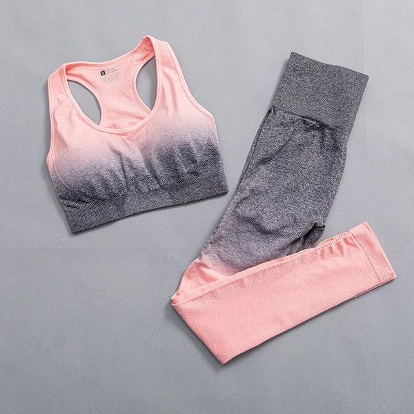 

yoga outfit ombre seamless set women workout sportswear gym clothing 2 piece high waist fitness leggings sports bra