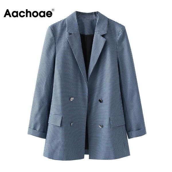 

women's suits & blazers aachoae women vintage plaid printed blazer long sleeve notched collar jacket coats female spring autumn outerwe, White;black