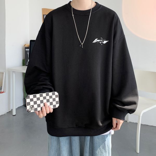 

men's hoodies & sweatshirts korean style hip hop ulzzang oversized around the neck streetwear pullover couple sweatpants of men's, Black