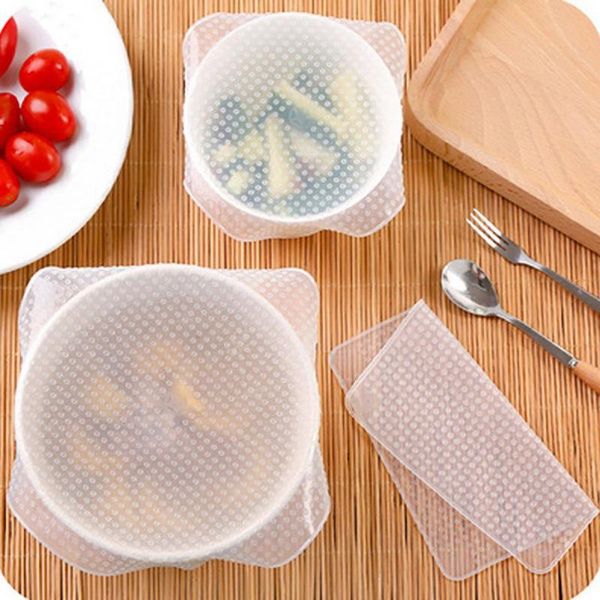 

kitchen storage & organization 4 pcs silicone caps sealed vacuum transparent reusable -grade multifunctional preservation plastic p