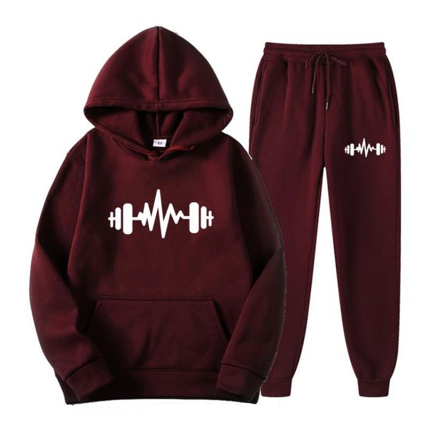 

men's hoodie youth small dumbbell print and pants pullover sweatshirt hooded streetwear hoodies & sweatshirts, Black