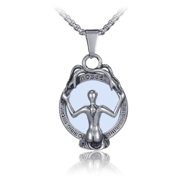 

pendant necklaces trendy mirror women necklace stainless steel letter geometric vintage punk fashion jewelry, Silver