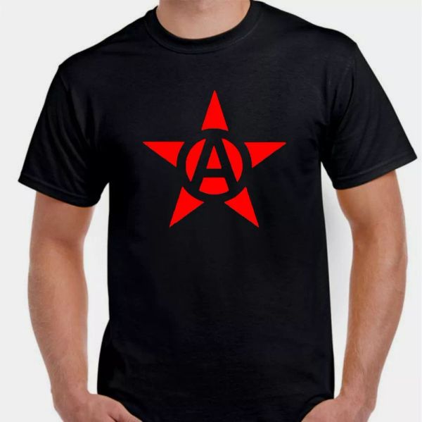 

anarchy red star anarchist revolution anti system protest tee t shirt, White;black