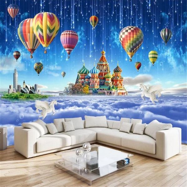 

wallpapers milofi customized 3d wallpaper mural starry sky castle city air balloon children's room background wall