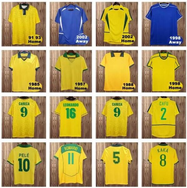 

retro brazils 1994 1988 1998 2000 2002 2004 2006 soccer jerseys romario ronaldinho rivaldo kaka 94 98 00 02 06 football shirt, Black;yellow