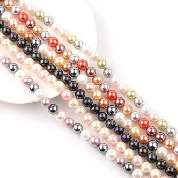 

other multicolor shell pearl beads natural round loose spacer finding for jewelry making diy necklace bracelet 15" 4/6/8/10/12mm