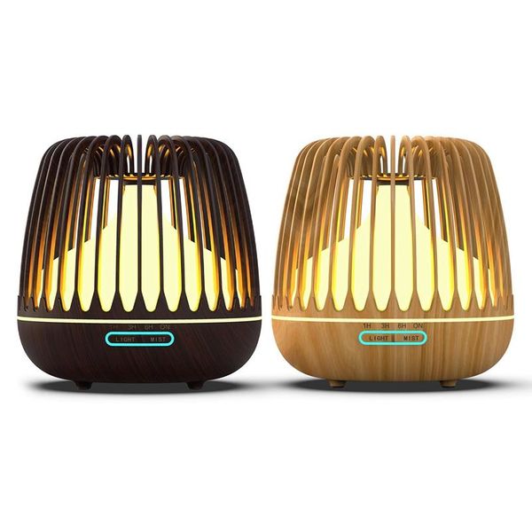 

2set 500ml aroma essential oil diffuser ultrasonic air humidifier wood grain deep & light us plug fragrance lamps