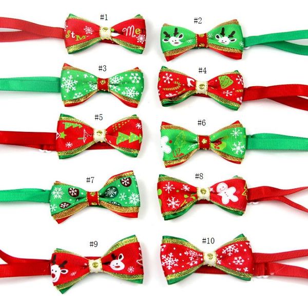 Fashion 10 -Stil Weihnachtshütte Biege Hundekragen Accessoires Katze Bowtie Collars Home Haustier Ware SN5312