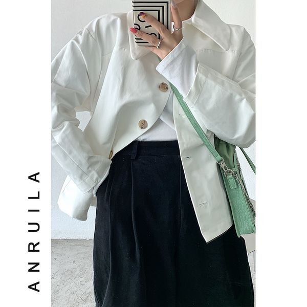 

luxury women's short coatsolid color lapel short windbreaker coat 2021 autumn korean single breasted loose women's et 5039, Black;brown