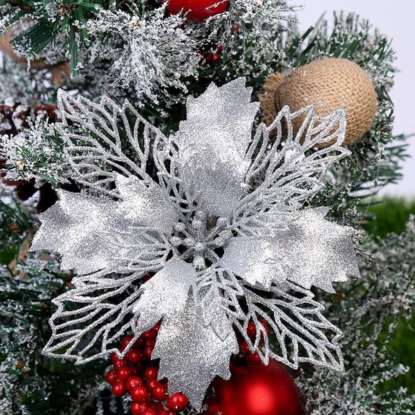 

decorative flowers & wreaths 1/5/10pcs glitter artificial for christmas tree decoration diy ornaments home wedding xmas party