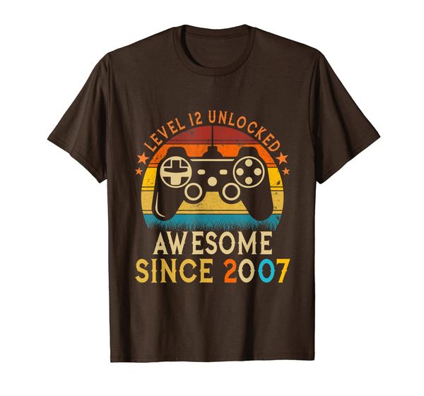 

level 12 unlocked shirt awesome 2007 12th birthday gamer t-shirt, White;black
