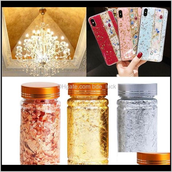 Confezioni regalo Regali Neonato, Bambini Maternità3G Lamina d'oro Argento Carta decorativa Ripieni per stampi Paillettes lucide Glitter Materiali di riempimento Gioielli in resina