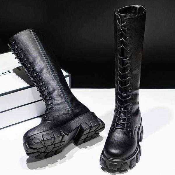 

pu women's knee high fashionable heels large fashion winter dr martin boots shoes for women fur 35-43spring and autumn 2021, Black