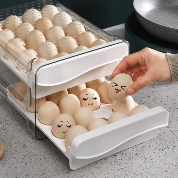 

storage bottles & jars household egg box drawer-type refrigerator plastic transparent dumpling double layer tray dropping