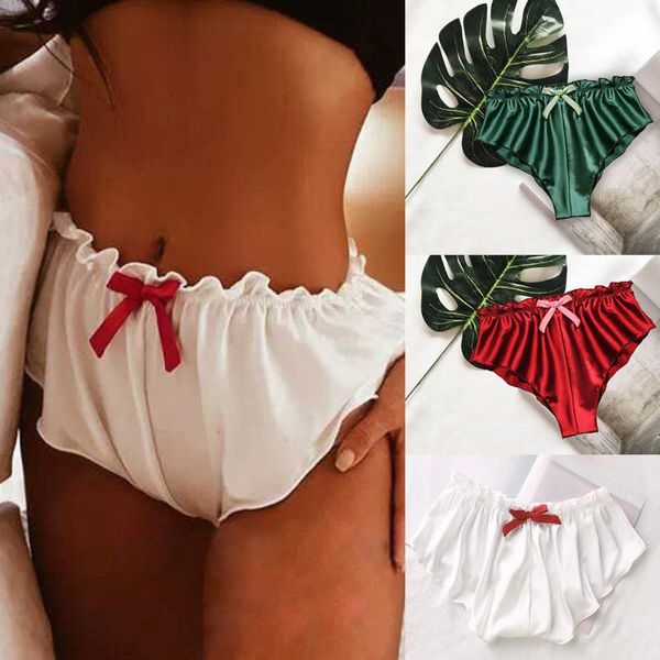 

women's panties women lingerie silk satin flowers floral lace pajamas underwear shorts high waist briefs, Black;pink
