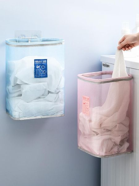 

storage baskets foldable laundry basket, wall-mounted bathroom clothes basket