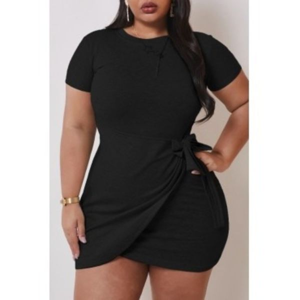 

casual dresses solid drs 078#, Black;gray