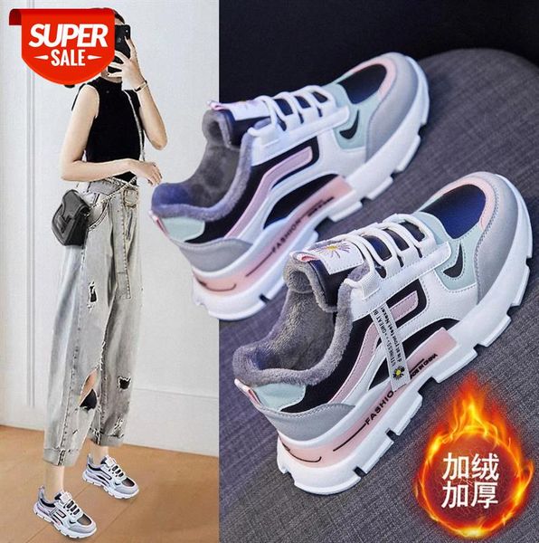 

korean version plus velvet old women's shoes ins student wild warm sports women running nk97 #0q9j