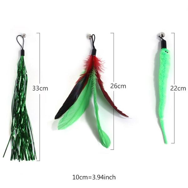

7pcs cat toys set teaser wand bell feather refills kitten stretch fishing rod lxac
