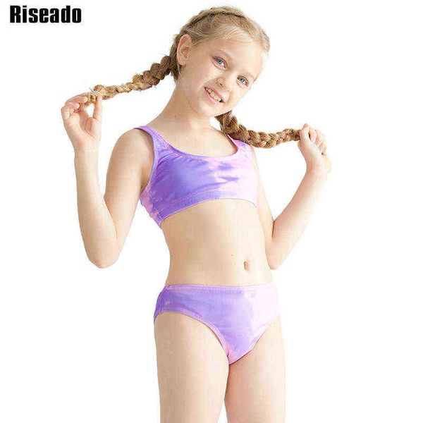 

riseado push up bikini gradient swimsuit children low waist bathing suits solid girl bikini set cute summer beachwear new, White;black