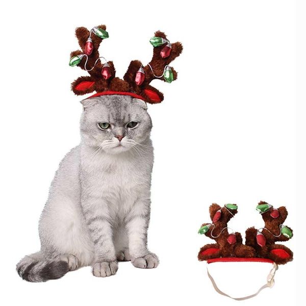 

dog apparel pet cat shiny elk hat