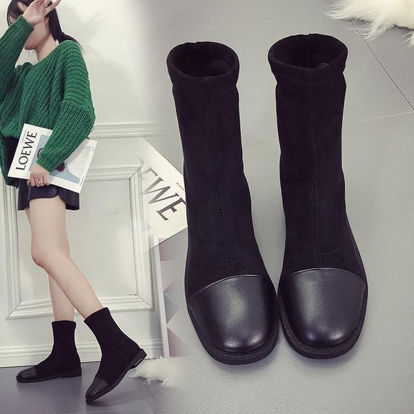 

boots 2021* season socks with low elastic force short tide head noodles, Black
