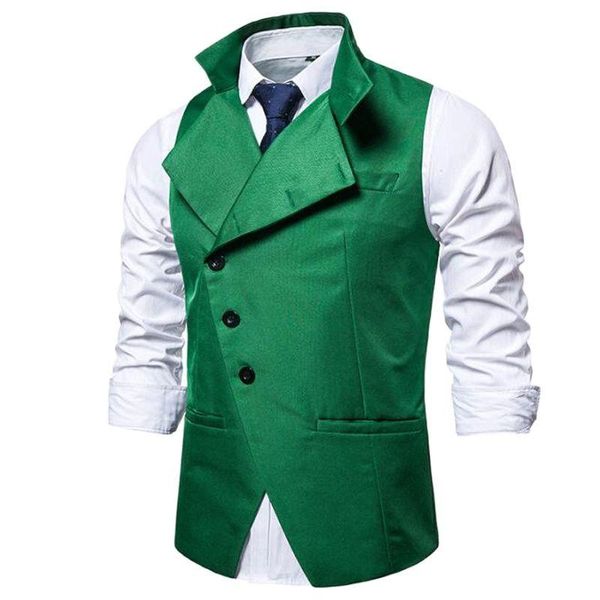 

men's vests 2021 green men vest suit oblique buttons wedding dress waistcoat mens slim fit business gilet homme vintage chaleco hombre, Black;white