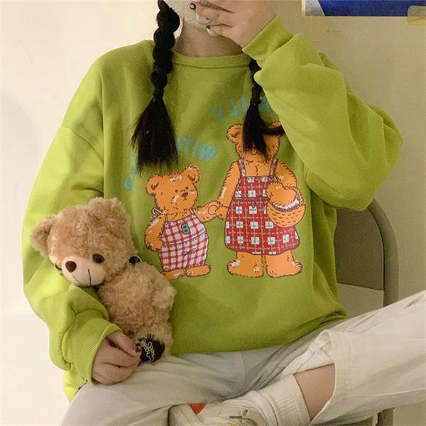 

women's hoodies & sweatshirts lazy bear print loose sweatshirt, Black