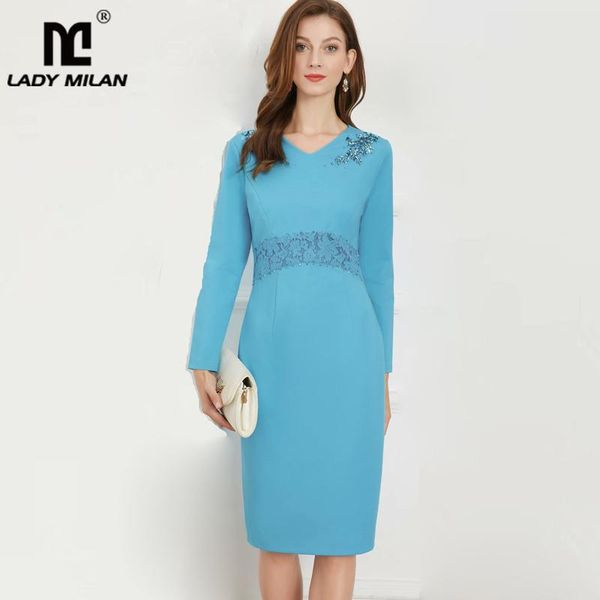 

casual dresses women's v neck long sleeves beaded embroidery lace elegant pencil dress vestidos, Black;gray