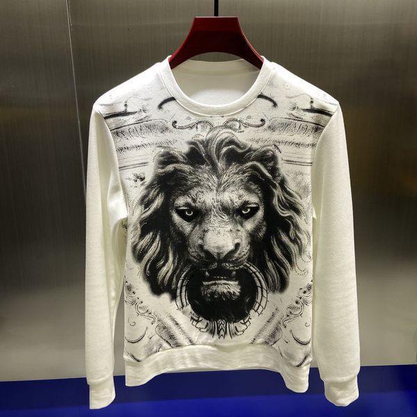 

men's hoodies & sweatshirts printing with male hood in autumn and winter heavy craft of drilling casual pullover vedp, Black