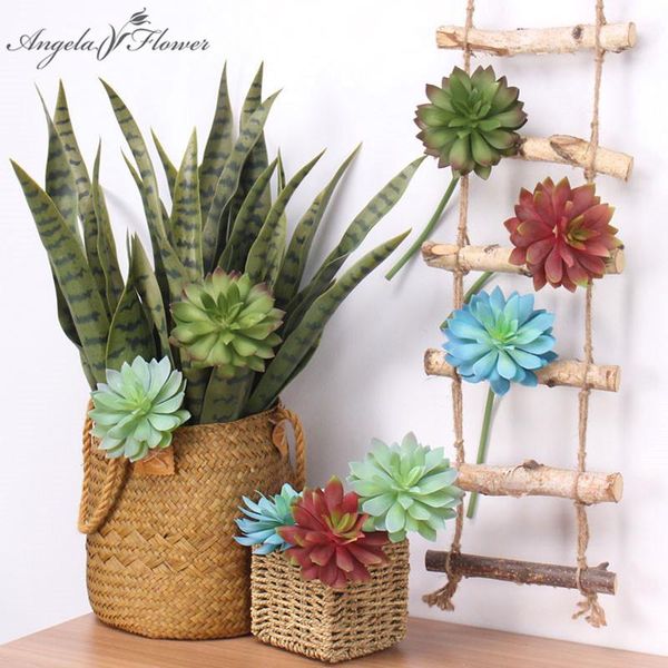 

decorative flowers & wreaths artificial succulent plants latex snow lotus flower diy bonsai decor christmas home garden office wedding plast