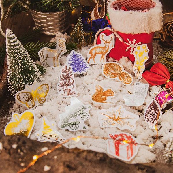 

gift wrap 30 pcs/pack diy christmas stickers bronzing craft pet sticker decorative diary scrapbooking material children stationery