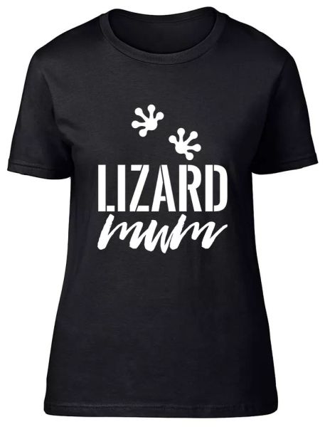 

lizard mum fitted womens ladies t shirt, White;black