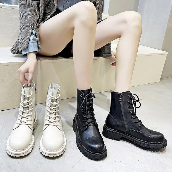 

boots genuine leather black platform for women heels designer shoes woman booties ankle female chunky nice