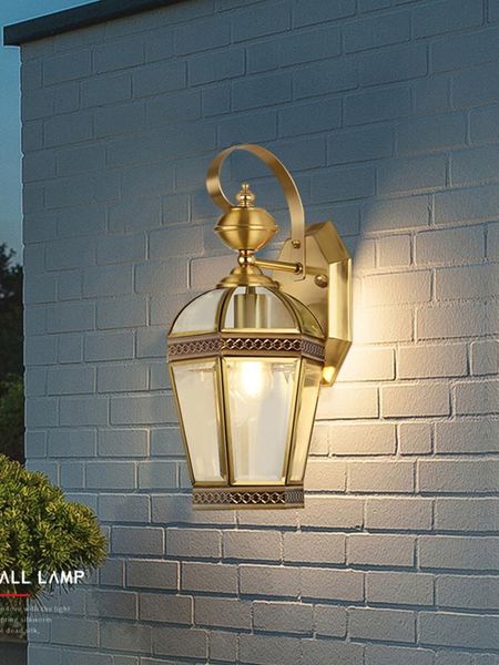 

wall lamps vintage full copper glass shade lights garden outdoor lighting rural balcony lamp waterproof courtyard arandela