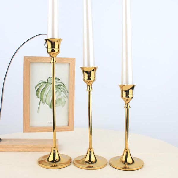 

other home decor 3pcs metal candle holders simple golden wedding decoration bar party living room candlestick