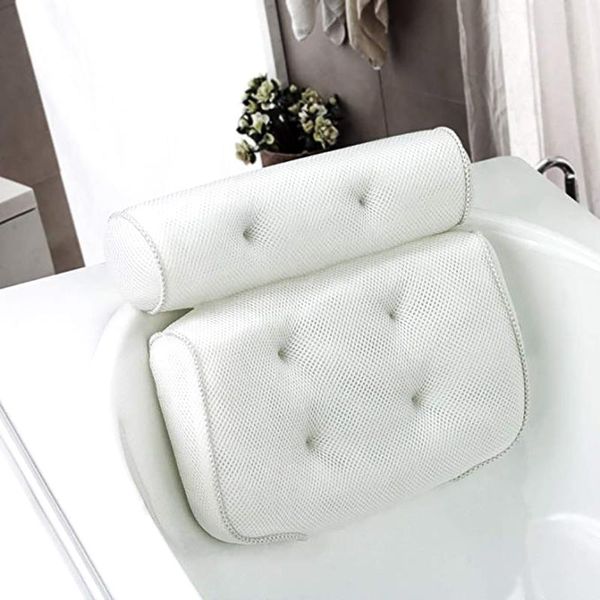 

pillow bathtub with suckers , ergonomic spa cushion for tub neck and back support white high quality
