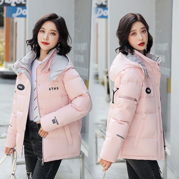 

2021 winter women candy colors parkas jackets casual thick hooded pattern coat female winter outwear snowwear jacket parkas, Black