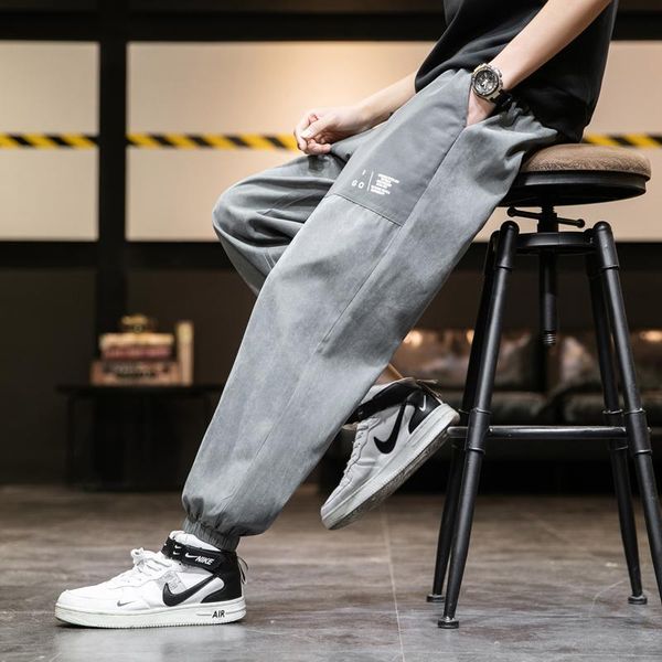 

men's pants harem men streetwear casual joggers ankle-length trousers k552, Black