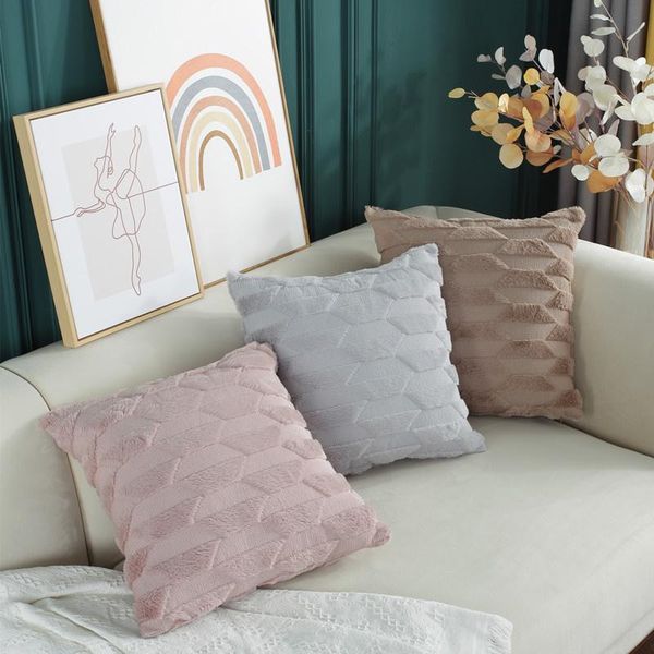 

cushion/decorative pillow geometric 45*45 plush home decor pillowcase pillowcover cushion outdoor garden sofa decorative flocked throw cover