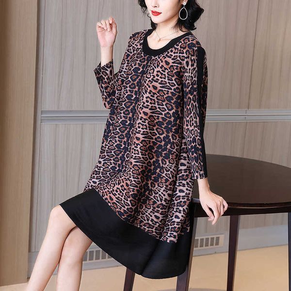 

vanovich leopard print summer and spring women dress round collar casual wild cotton clothing europe 210615, Black;gray