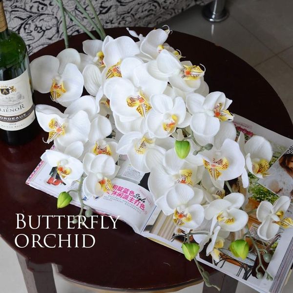 

100pcs upscale phalaenopsis artificial flower 90 cm/35" silk wedding home decoration decorative flowers & wreaths